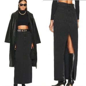 Grlfrnd The Amara Maxi Black Skirt Denim Pencil Size XS